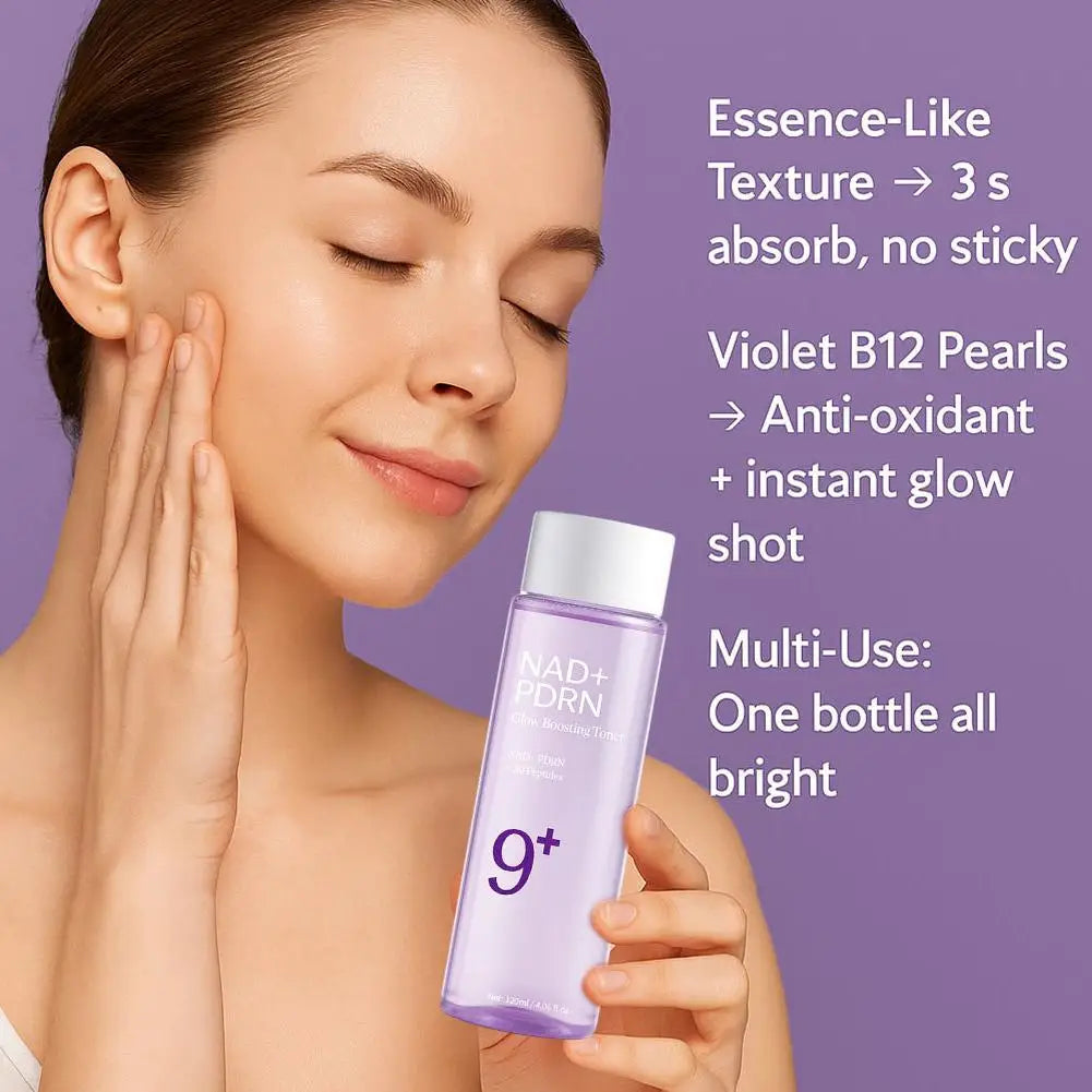 9+ NAD+ PDRN Glow Boosting Toner Firms Lifts Hydrates Moisturizes Reduces Fine Lines Soothes Repairs Damaged Skin Barrier