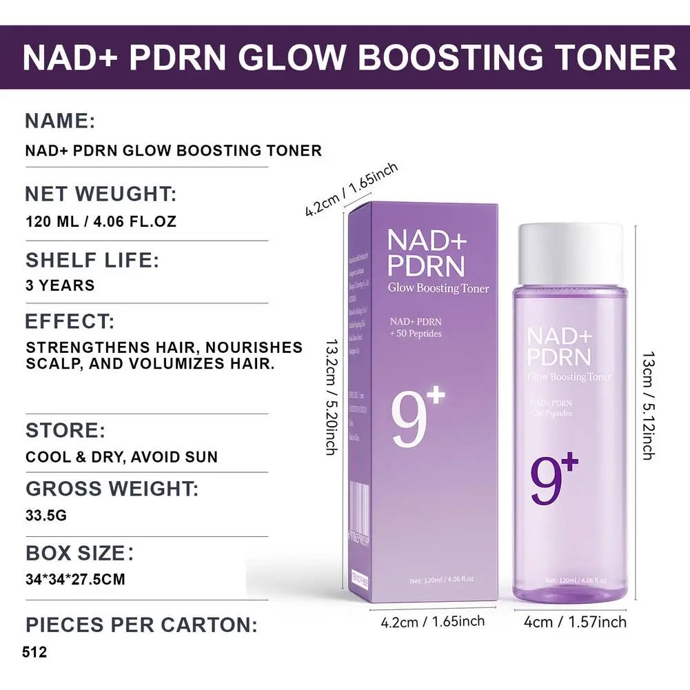 9+ NAD+ PDRN Glow Boosting Toner Firms Lifts Hydrates Moisturizes Reduces Fine Lines Soothes Repairs Damaged Skin Barrier